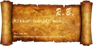 Rikker Benjámin névjegykártya